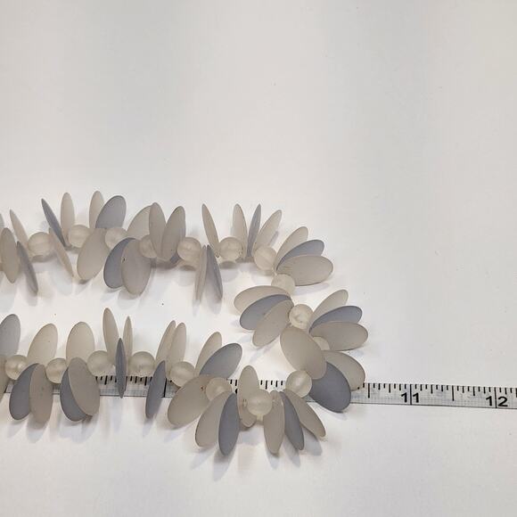 Frosted Clear Blue Bead Disc Single Strand Necklace Vintage Jewelry Statement - Picture 4 of 4